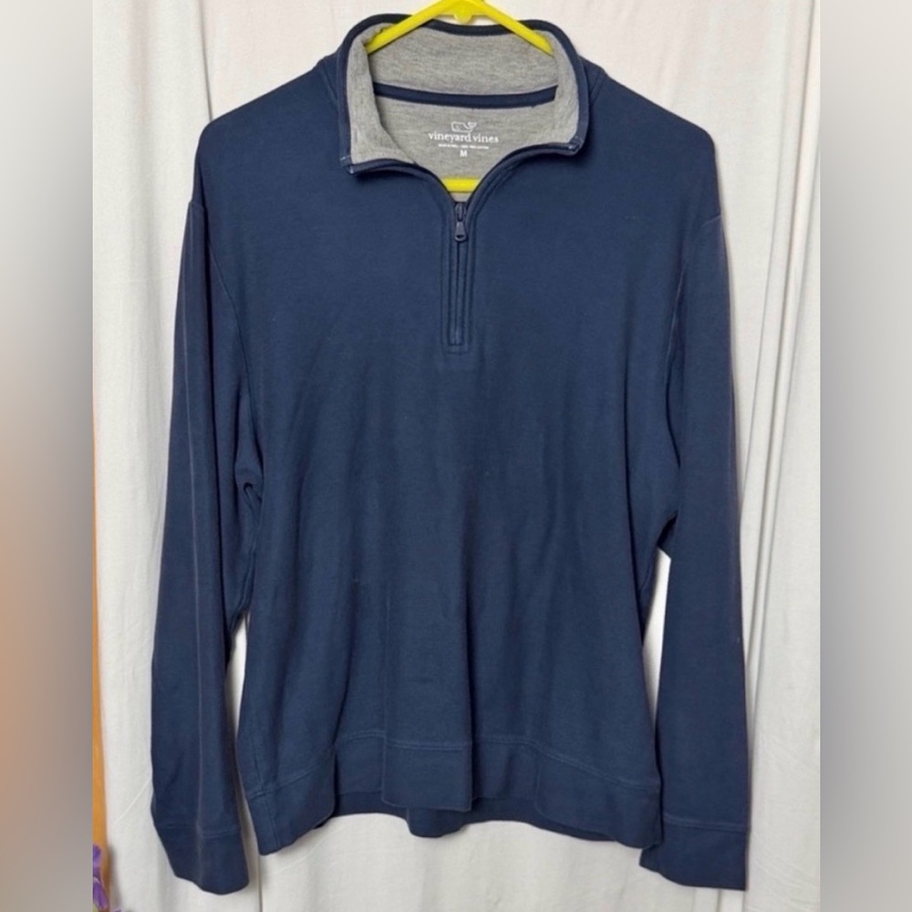Vineyard Vines Navy Cotton Quarter Zip Pullover Sweater Size Medium